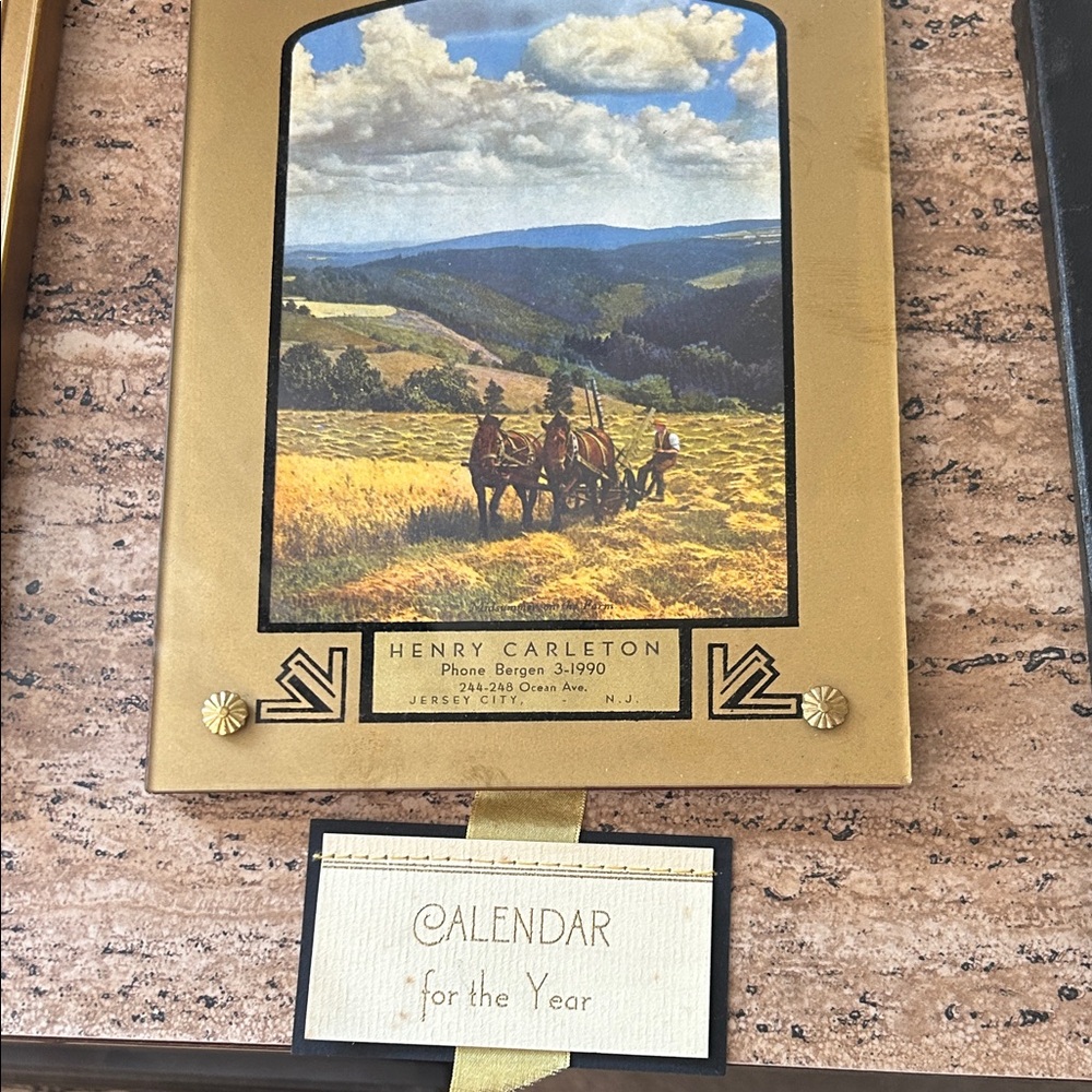 1938 Vintage Gold Wall Calendar